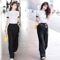 We11done Yang Mi Li Feier The same straight suit trousers loose wide leg pants mens and womens casual pants