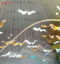 Sales Department Sand Pan Glazed Wings Small Bird Hanging Accessories Engineering Customised Large Hotel Mall Air Flying Bird Chandeliers
