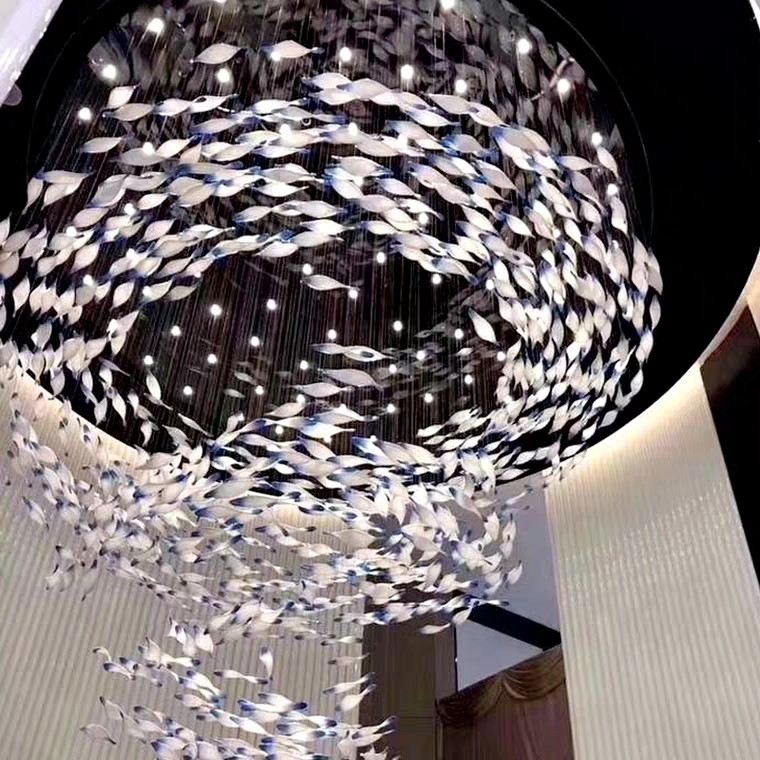 Glass Art Pendant Accessories Glass Petals Blue Beauty Clubhouse Jewellery Shop Art Styling Hanging hotel Pendant Accessories