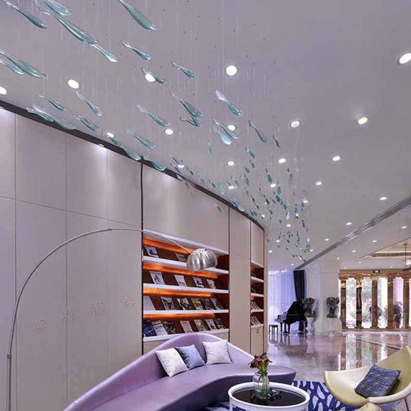 Hotel lobby ceiling pieces kindergarten art decorative glass-shaped aerial decoration mall hallway decoration