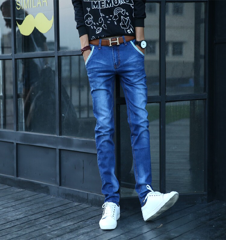 miss服装店 新款新款男士牛仔裤修身小脚长裤青年潮裤