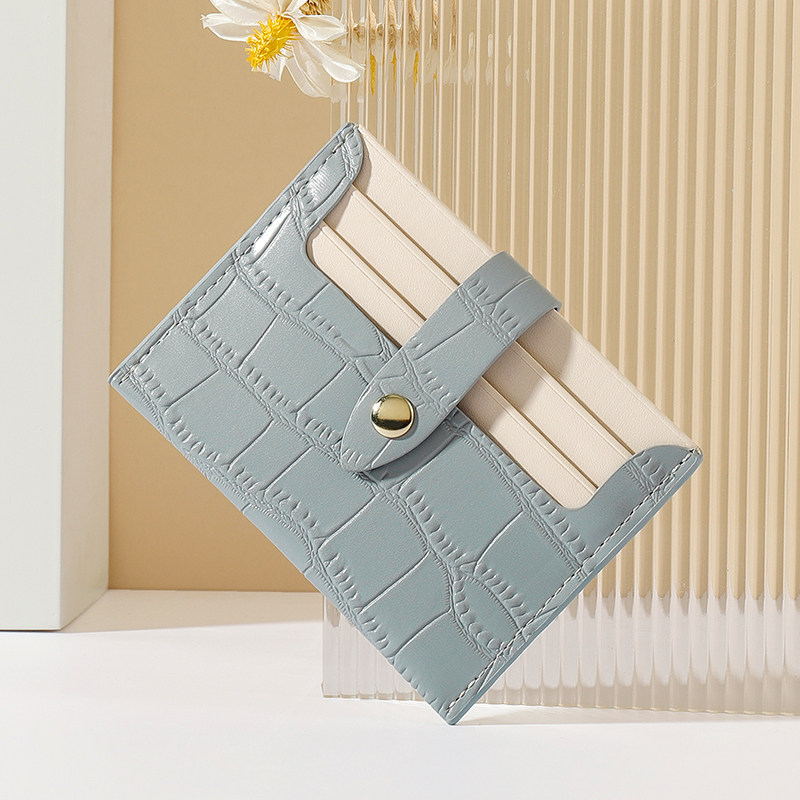 Stone pattern small card holder female compact ultra-thin mini multi-card coin purse one ins wind card holder anti-demagnetization