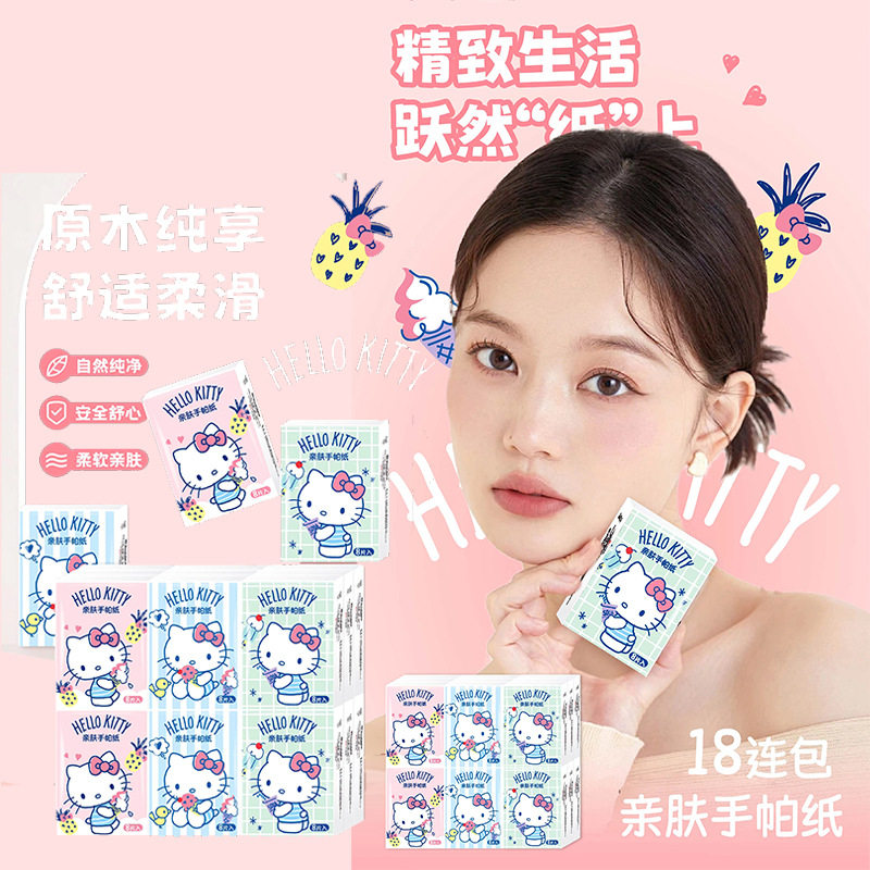 Heartfelt x Sanrio Collaboration Pocket Tissue - Cute Cartoon Printed Mini Travel Pack, Portable Handkerchief Tissue for On-the-Go