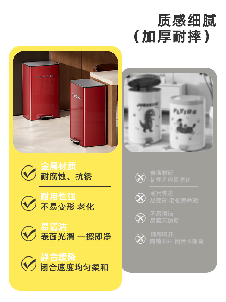 2026 New Model Household Kitchen Stainless Steel Trash Can, Large Capacity, Foot Pedal, with Lid, Large Size, High Aesthetic, Light Luxury, High-End