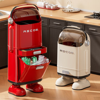 Luxury Kitchen Trash Can for Home Use, with Lid, Large Capacity, Tall Design, Double-Layer Dry and Wet Separation, Large Size