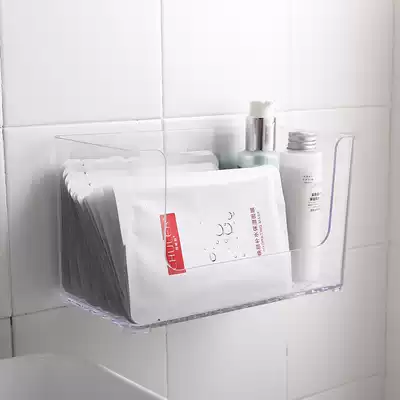 Cosmetics storage box Transparent mask box Desktop skin care finishing box Punch-free wall-mounted makeup room shelf