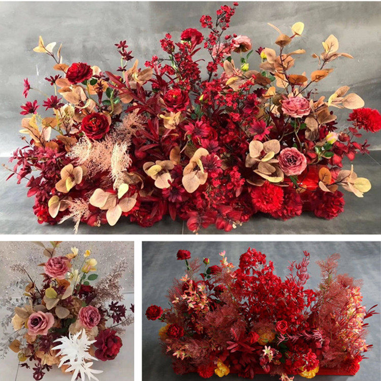 Wedding new road lead flower hydrangea rose catwalk Road lead flower ball Wedding decoration Roman column simulation silk flower