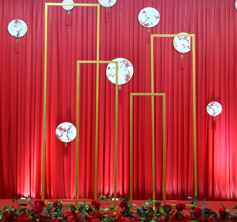 Wedding Ceremony New Iron Art Screen Long Box Wedding Stage Decoration Background Frame Geometric Box Decorated Wedding Props