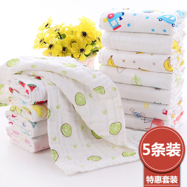 Small Towel Pure Cotton Gauze Baby Saliva Towel Newborn Baby Child Wash Face Towel Full Cotton Domestic Rectangle
