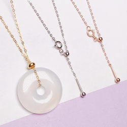 바늘 스레딩 및 평화 버클 S925 스털링 실버 도금 18K 탈착 방지 방지 바늘 목걸이 O 자형 체인 조절 가능한 쇄골 체인