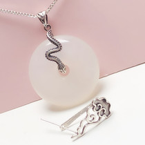 925 silver vintage easy safe buckle clip buckle clasp diy Jade Jade beeswax safe buckle empty hold silver