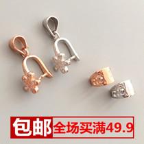 diyS925 sterling silver Jade clasp Diamond melon seed buckle Jade buckle Jade Buckle Head Jade button silver buckle necklace drop buckle