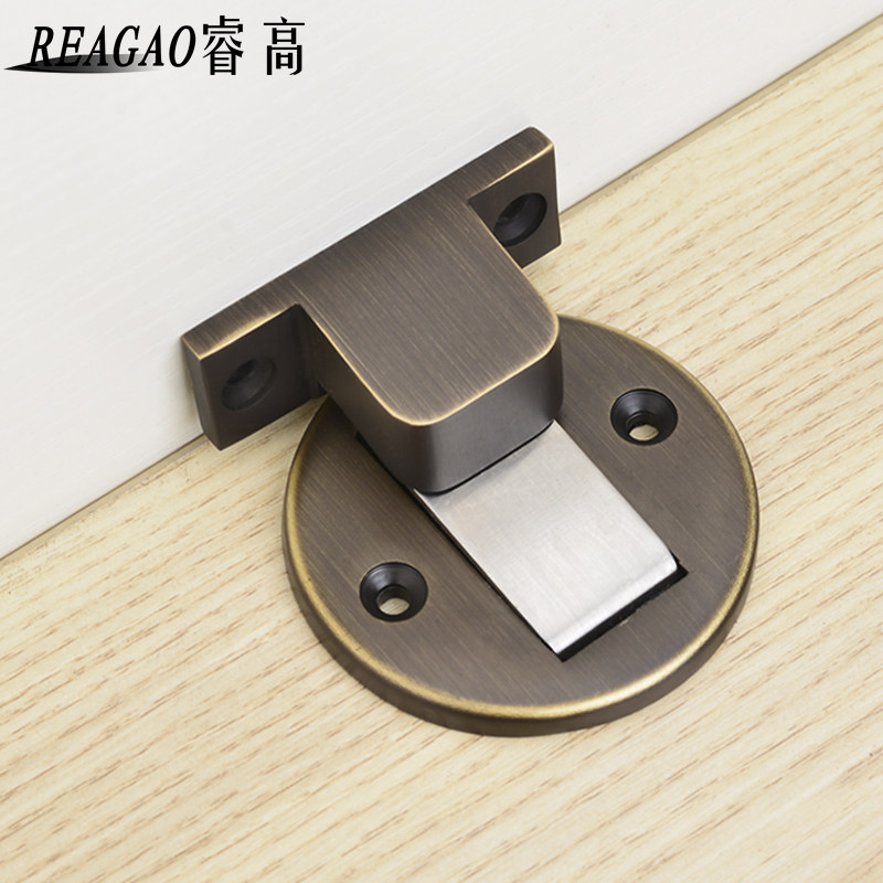 Rui gao pure copper floor suction invisible strong magnetic bathroom indoor bedroom wooden door bump black gold gray door suction