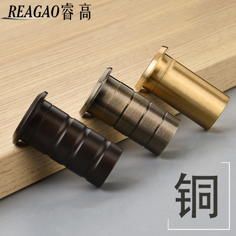 Wise High Pure Copper Dust Protector Heaven And Earth Bolt Hole Stopper Anti-Sand Flat Cover Dark Hood Concealed Bolt Plug Cylinder Full Copper Dust Protector