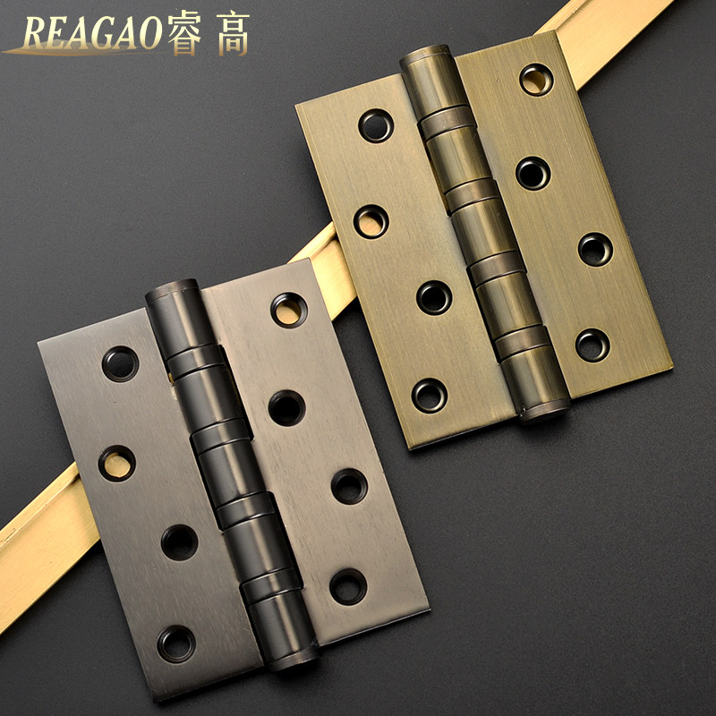 Ruigao stainless steel wooden door hinge 4 inch flat open ball bearing silent hinge Loose-leaf room door hinge folding hinge