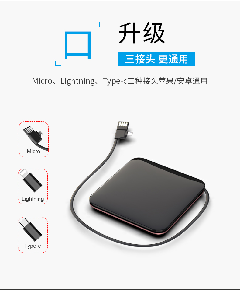 自带线镜面屏充电宝 20000毫安 图3