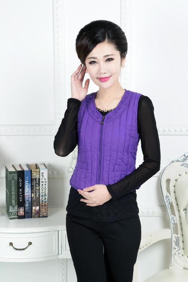 Phụ nữ trung niên và già xuống áo cotton ngắn đoạn mùa thu và mùa đông gile vest nữ