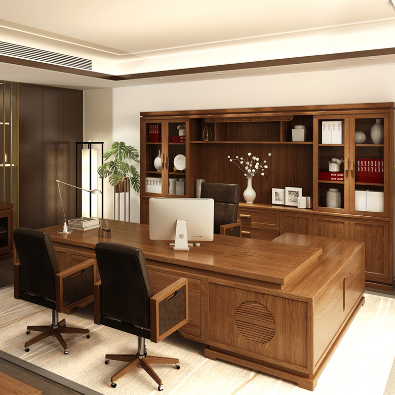 New Chinese Solid Wood Boss Desk Single Desk Atmosphere President Table Brief Modern Grand Bandae Office Furniture