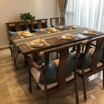 New Chinese dining table solid wood mandshurica table small apartment rectangular table modern villa restaurant dining table and chair