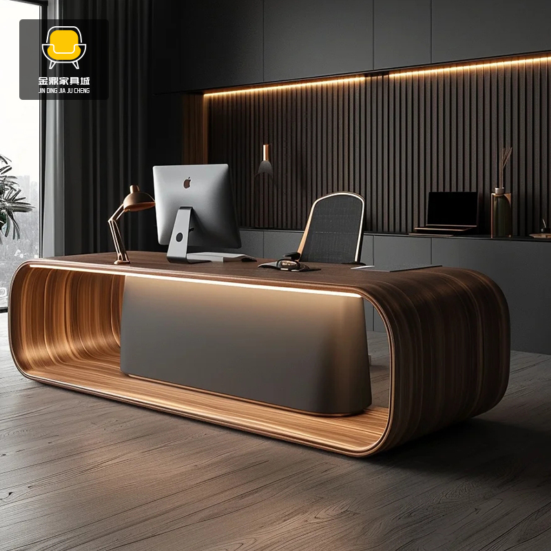 High-End and Elegant Solid Wood Office Desk, Black Walnut Wood, Simple Modern Office Executive Desk, President's Desk, Executive Desk