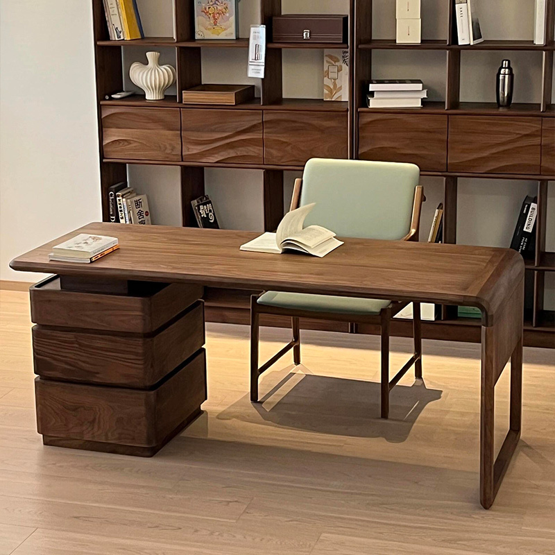 New Chinese-Style Desk Made of North American Black Walnut, All Solid Wood with Drawers, Home Office Desk, Computer Desk, Study Desk