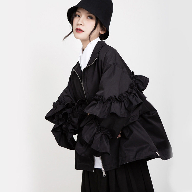 Yamamoto Fengyu Black Tide Coat Woman 2023 Bottle Bubble Sleeve Windproof Jacket Coat in early spring
