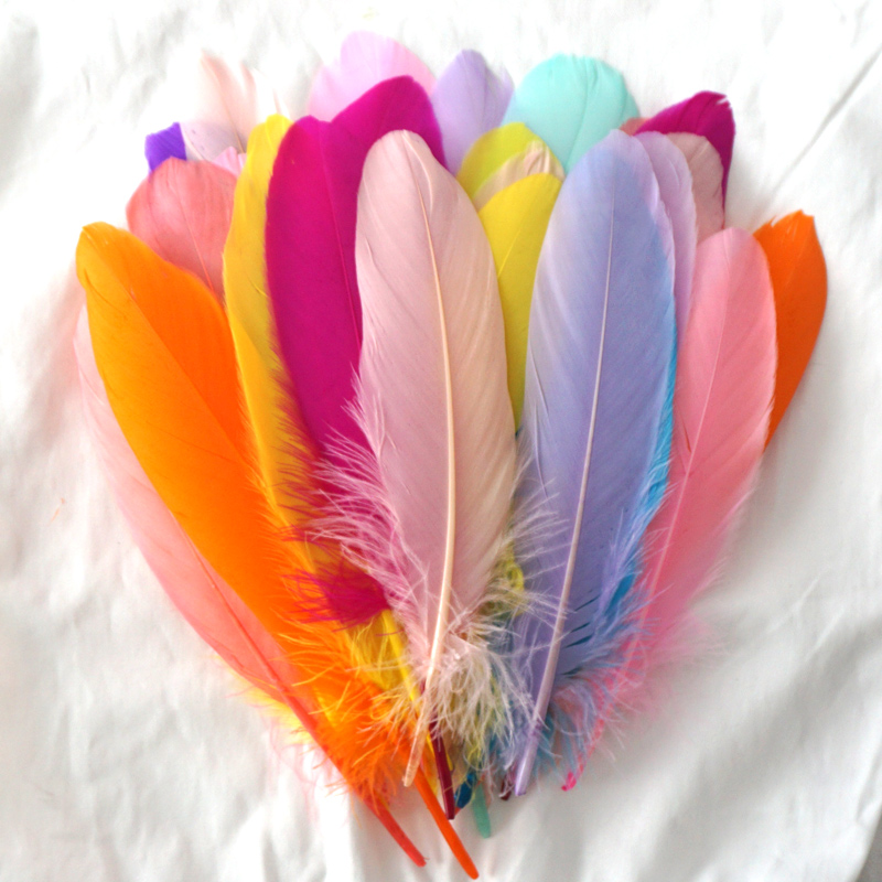 50 goose feathers Hard floating sunflower wall decoration Decorative Inheritors Catch Dream Mesh Wings Material Diy Colored Feathers