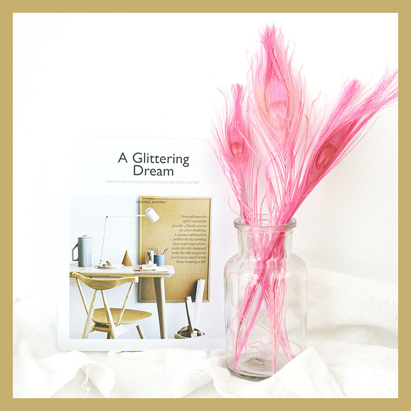 Pink Ins Peacock Fur Photo Decoration Feather Room Decoration Mesh Red Wall Photo Prop 10 Only