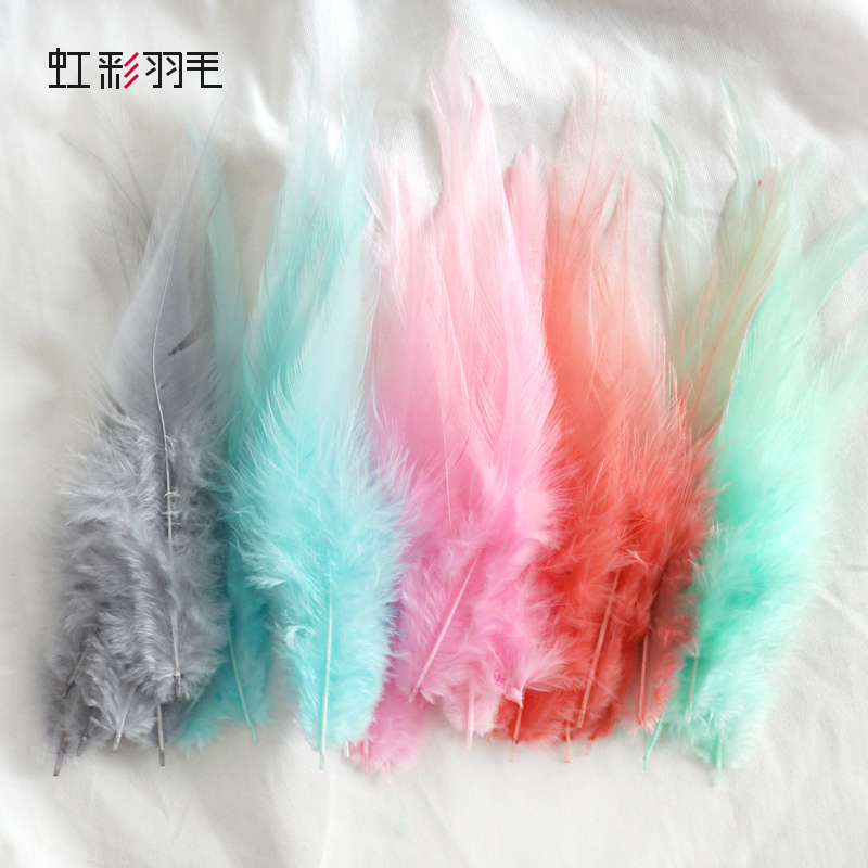 25 color chicken fur large white tip clothing accessories earthen handmade diy feather accessories Dream Net Material 10-15cm