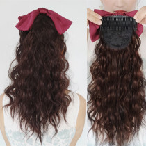 Wig female comb bow water ripple roll long ponytail small roll braid tie belt small grab clip wool roll