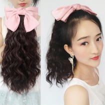 Splink bow big wave water ripples curly hair invisible wig ponytail braid long ponytail
