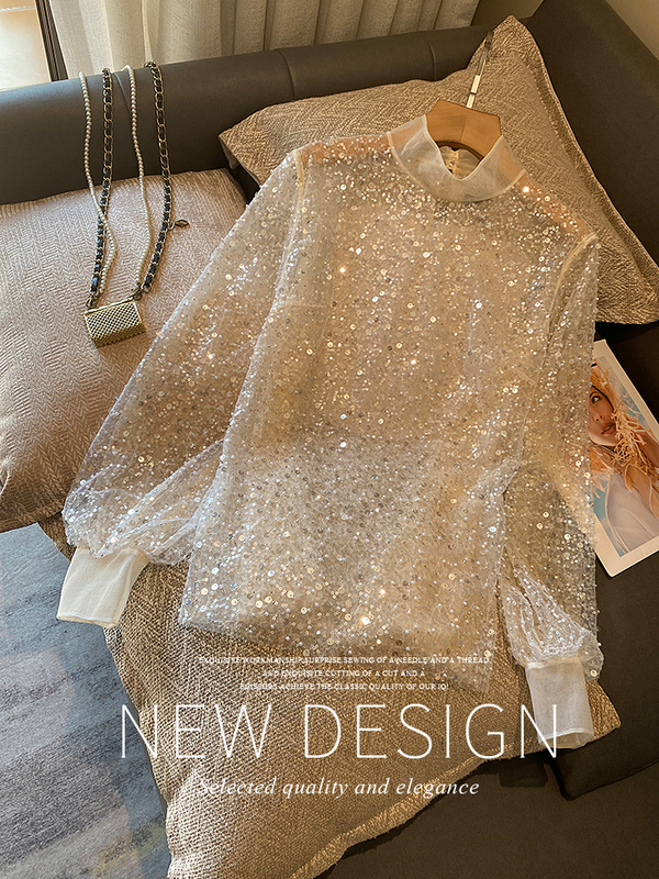 French-Style Sequin Top for Women Joova2026 Early Autumn New Elegant Socialite Style High-End Slimming Lace Blouse