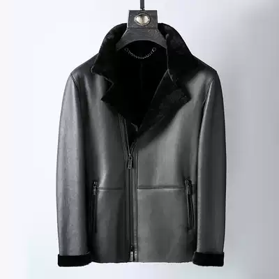 Original ecological fur all-in-one men's leather real fur grass jacket business casual men's leather winter thickening