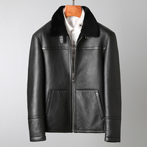 Original ecological fur one mens coat middle-aged lapel leather real hair winter thickened lamb fur