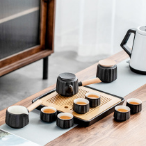 Japanese-style side handle pot Kung Fu tea set home small set office reception simple ceramic water storage tea tray gift box