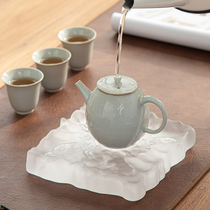 Glass pot support pot mat teapot tray simple Zen dry brew small tea tray tea set accessories glass household tea sea