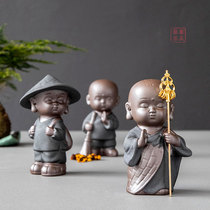 Black Gold Sand Practice Little Monk Tea Pet Ornament Kung Fu Tea Play Boutique Can Raise Tea Set Accessories Tea Table Ornament