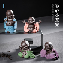 Moyi cute Maitreya Buddha purple sand tea pet ornaments boutique can raise tea set accessories tea tray flower pot decorations