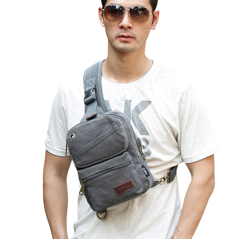 2023 New breast bag bag bag bag bag male and Korean canvas package outdoor small bag fashion men's bag bag bag