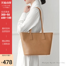 FASHSAY2022 new Summer Genuine Leather Lady Brief Atmospheric Texture Commute Large Capacity Single Shoulder Tot Bag