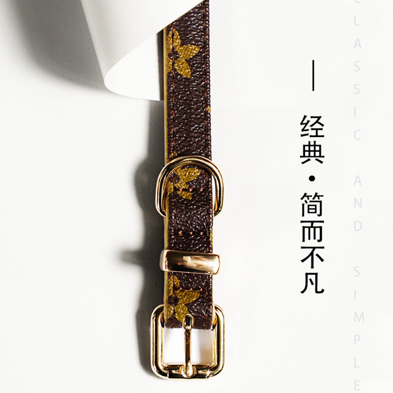 DM pet collar dog cat collar teddy small medium-sized large dog golden fur collar dog ring bucket supplies