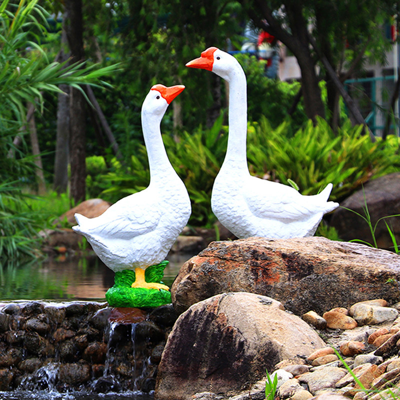 Outdoor courtyard simulation lucky big white goose ornament garden landscape lawn decoration sketch animal glass steel sculpture