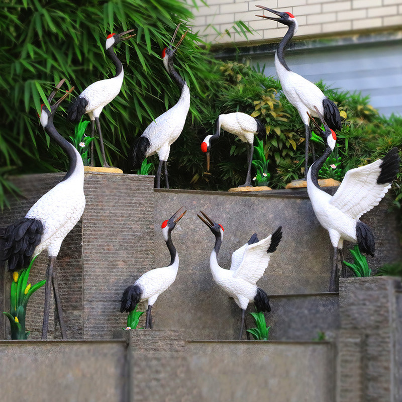 Garden decoration garden decoration outdoor garden rockery red-topped crane sculpture sketch simulation animal pool landscaping