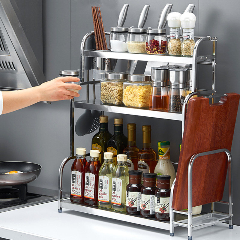 Stainless steel kitchen shelve Seasoning Rack Versatile Tool Holder Multilayer Oil Salt Sauces Vinegar to contain seasoned jars for home