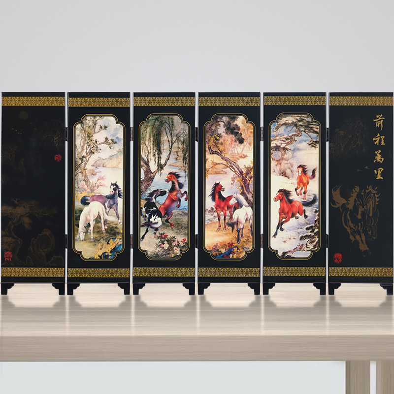 Treasure hunt for Chinese characteristics Lacquer Small Screen Horse to Success Decorative Pendulum for Business Foreign Gift