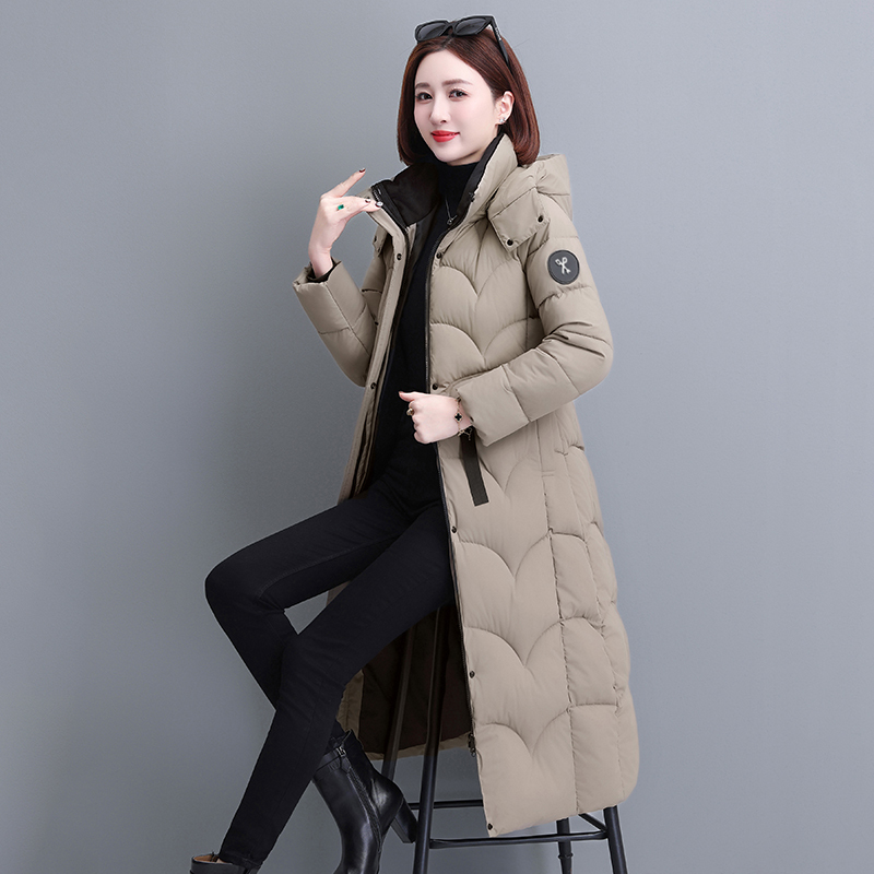 Women's Long Cotton Coat, Thickened and Warm, Winter Jacket, Slimming, Over-The-Knee Cotton Coat, Fashionable and Stylish, Plus Size, Korean Style Cotton-Padded Jacket