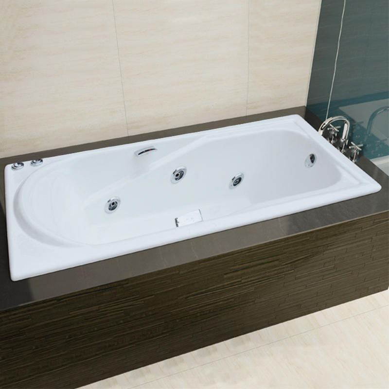 Nanhai bathroom household 1 7 meters embedded cast iron bathtub Enamel massage surf bathtub Small apartment large bathtub