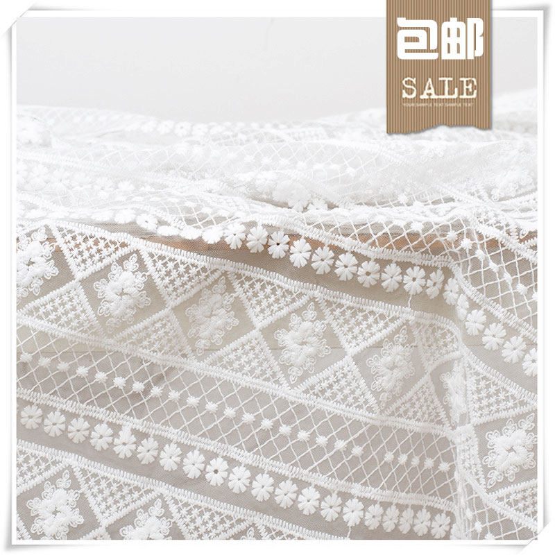 High quality width 1.3 meters milk silk embroidery mesh full of lace lace mat fabric fabric curtain wedding dress