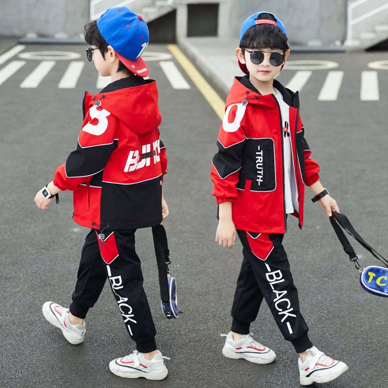 Kids Boys Spring Suit 2022 New Style Middle And Big Boy Spring And Autumn Two-Piece Set Sport Spring Handsome