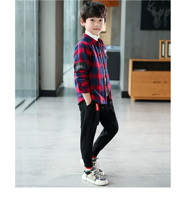 Quần áo trẻ em mới 2018 cộng với áo sơ mi nhung mùa thu và mẫu mùa đông cho trẻ em Áo sơ mi dài tay Hàn Quốc trong thời trang trẻ em lớn